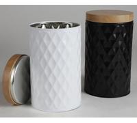 12 pièces boîte de conservation en métal avec optique bambou cuisine aliments D 11 x H 19cm