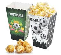 12 Pièces Boîtes Cadeaux de Football, Boîtes à Popcorn en Papier Réutilisables Bols à Pop Corn Football Boîte à Popcorn Box pour Les Fêtes, Anniversaires, Soirées Cinéma (4.7 x 2.75 x 1.92 Pouces)