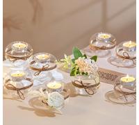 12 Pièces Bougeoirs en Verre Clair de Bougie Chauffe-Plat, 2 Genres D'utilisation Porte-Bougie Votive, Décoration de Table pour Mariage, Fête, Aromathérapie, Spa