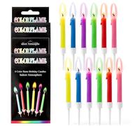 12 PièCes Bougies Anniversaire Avec Flammes ColoréEs, Decoration Anniversaire Bougie, Cire Bougie Premium, Porte-Bougies Inclus, IdéAle Pour Anniversaire Jubilé Et CéRéMonies