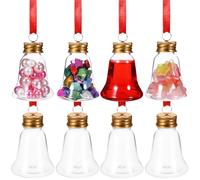 12 Pièces Boule de Noël Transparente en Plastique 50ml à Remplir, Forme | Bouchon Vissé Étanche, Ruban Suspendre, pour Petits Trésors et Bonbons, Arbres Intérieurs, Tables Festives ou Bars