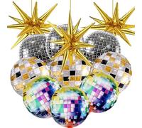 12 Pièces Boule Disco, Decoration Annee 80,Ballon Disco 9PCS,22 Pouces Énormes Ballons Aluminium 4D,Disco Ball,Décorations de Fête des Années 60,70,80 et 90,Pour Décorations D'Anniversaire,Deco Disco