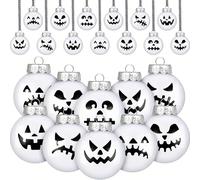 12 pièces Boules décoratives en bois rondes, fantômes d'Halloween, décoration d'arbre de Noël L'étrange Noël de M. Jack, décoration de fête d'Halloween et de Noël, décoration de maison hantée 12 pièce