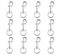 12 Pièces Boulon du Crochet Mousqueton à Œil Pivotant, Mousquetons 45 mm Pivotant à 360 °, Mousquetons pour Laisse de Chien, Crochets avec Emerillon pour Animal Domestique Chaînes, Porte-Clé