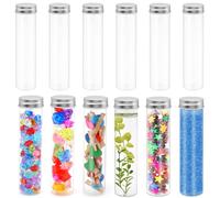 12 Pièces Bouteille Sensorielle Bebe, 100ML Tube a Essai Plastique, Transparent Bouteilles Sensorielles Vide avec Bouchons à Visser pour Les Mariages, Fête, Épices, Fleurs et Bonbons