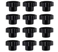 12 Pièces Bouton en Étoile Traversant en Plastique Noir, Écrou M8 | Prise Ergonomique Antidérapante, Usage pour Instruments et Équipements Alimentaires, Lot Assorti pour Industrie