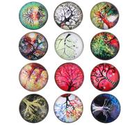 12 Pièces Boutons Arbre de Vie Ronds en Verre Cristal