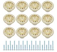12 Pièces Boutons de Tiroir Ronds, Poignée Cuisine avec 2 Vis de Taille pour Meubles, Armoire, Commode, Parfait pour Porte, Bureau, Chambre, Placard (Blanc)