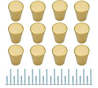 12 Pièces Boutons de Tiroir Ronds, Poignée Cuisine avec 2 Vis de Taille pour Meubles, Armoire, Commode, Parfait pour Porte, Bureau, Chambre, Placard (Doré)