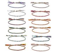 12 Pièces Bracelet D'amitié Tressé à la Main Réglable Multicolore pour Femmes Adolescents - Cadeaux de Fête D'anniversaire