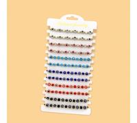 12 pièces Bracelet tressé porte-bonheur en cristal chanceux cubes œil mexicain pour filles, breloques, corde, cadeau en gros, partage familial de bijoux Verre