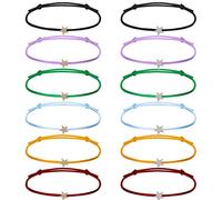 12 Pieces Bracelets d’Amitié pour Fille Garçon Bracelet Couple Réglable avec forme d'étoile Bracelet Tressé à la Main Cadeau pour Couple Famille Meilleurs Amis bracelets d'amitié en forme de cœur