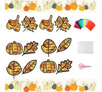 12 pièces Bricolage d'Automne pour Enfants Gommettes Feuilles Automne, Artisanat Couronne d'automne, Loisirs Créatifs Enfants, Gommettes Automne Feuilles pour Enfants, Enfant Kit d'Artisanat d'Automne