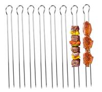 12 Pièces brochette barbecue, 28cm Brochettes de Grill avec Poignée, Brochettes en Acier Inoxydable BBQ, Brochettes de Shashlik avec Double Dents, pour barbecue, guimauves, chocolat, snacks de feu de