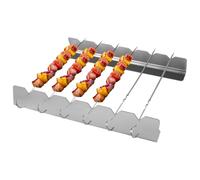 12 Pièces Brochette Barbecue, 30cm BBQ Brochettes avec Support, Kit Brochettes, Brochette Barbecue Inox, Brochettes Inox pour Barbecue, Réutilisables Pique a Brochette Inox, pour Griller La Viande