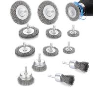 12 Pièces Brosse Métallique Perceuse Multifonctionnel Set, Durable Brosse Visseuse Meuleuse Circulaire, Tige Hexagonale Brosse Metal pour Polissage Décalaminage