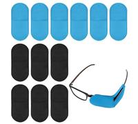 12 Pièces Cache Oeil pour Lunettes - Réutilisable Cache Oeil, Cache-Oeil en Tissu Non Tissé pour Lunettes, Amélioration de la Vision de l'Amblyopie et du Strabisme, Adultes et Enfants, Noir et Bleu