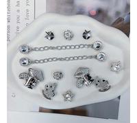 12 pièces Carrousel argenté, Champignon, Chaîne en forme de cœur, Décoration de chaussure multifonctionnelle en matériau ABS, Meilleur cadeau pour la Saint-Valentin, la Fête des Mères Taille UniqueGéo