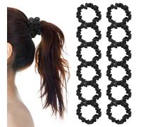 12 Pièces Chouchou Soie Noir Bandeaux en Satin Attaches de Cheveux Soyeux Petit Élastiques Cheveux Chouchou Satin Femmes Accessoires de Cheveux pour Cheveux Bouclés Fins et Épais