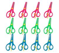 12 Pièces Ciseaux de Sécurité, Poignée Plastique, Pointes Rondes | PP et Acier Inoxydable, Prise Confortable à Deux Anneaux, pour Préscolaire et Memory Book Couleur Aléatoire