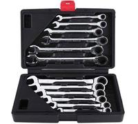 12 Pièces Clé à cliquet Kit d'outils 8-19mm Clé Mixte Professionelle Clé à Cliquet Cle Plate a Cliquet avec Valise à Ou