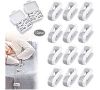 12 Pièces Clip Housse de Couette,Clip Drap de Lit,Anti-dérapant sans Aiguille Clip de Fixation Literie Accessoires Blanc