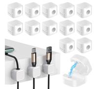 12 Pièces Clips Cable Clip Cable Support Cable Bureau Cable Holder Organisateur Cable Bureau Autocollant Double Face pour Bureau et Table de Nuit Câble Audio HDMI USB Chargeur Souris Casque (Blanc)