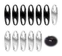 12 Pièces Clips de Fermeture Éclair, Cadenas Sac a Dos Double Attache Zipper Clip Theft Deterrent en Alliage Connecteurs de Fermeture éclair Amovibles pour Sac à Dos Bagages Voyages (Noir, Argent)