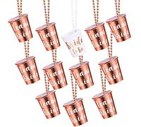 12 Pièces Collier de Verre à Liqueur de Mariée de Perle en Plastique de Mariée Feuille d'Or pour Enterrement de Vie de Jeune Fille Colliers de Fête de Mariée (Blanc et Or Rose)