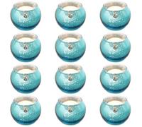 12 Pièces Coupelle à Bougie Tachetée Bleue en Verre