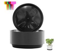 12 Pièces Coupelle Pot de Fleur Soucoupe Pot Fleur Plastique Soucoupes Pots de Fleurs (24CM) avec 12 Étiquettes sous Pot de Fleur Rond Dessous de Verre pour Plantes D'intérieur et D'extérieur