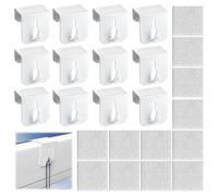 12 Pièces Crochets de Fenêtre À Clips Métal, sans Perçage/Collage | Blanc Crochets de Fenêtre avce 12 Patins en Feutre, Crochet Fenetre, Zone de Serrage 21mm, pour Rideaux, Tentures Murales
