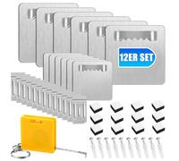 12 Pièces Crochets pour Tableaux Autocollants, Supports de Fixations pour Photos et Miroirs, Aucun Perçage Requis Jusqu'à 4 kg, pour Accrocher Image Miroirs Cadre Photo