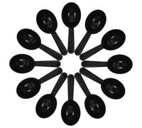 12 Pièces Cuillère Doseuse en Plastique Noir, Graduée | Marquages en Grammes Gravés, Design Empilable Compact, pour Poudre, Thé, Lait