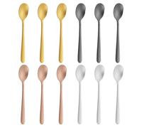 12 Pièces Cuillères En Acier Inoxydable - Expresso, Dorées, Mini, Petites À Café En Or Mat - Ensemble En Or