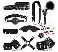 12 PièCes Cuir Parti Portable Ensemble, Nylon Corde + Masque D'œIl De Sommeil, Couple Cadeau - Accessoires De Formation - D-5 (Noir)