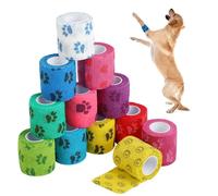 12 Pièces de bandage autoadhésif, bande cohesive et bande strapping adhésif, strap sport pour chiens, chevaux et animaux - Idéal pour protéger articulations, chevilles et poignets, 5 cm x 4,5 m