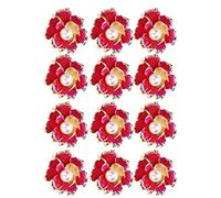 12 Pièces de Beaux Boutons de Vêtements avec Fausses Perles à Dos Plat pour Accessoires de Mariée, Pinces à Cheveux, Robes - qualité Longue Durée (Petite Fleur de Pivoine)