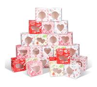 12 Pièces de Coffret Cadeau Saint Valentin, 6 Styles de Boîte à Biscuits de Saint-Valentin avec Fenêtre pour Pâtisseries des Biscuits des Cupcakes des Bonbons des Fournitures de Fête