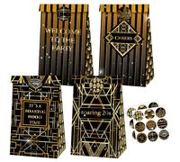 12 pièces de décorations de fête des années folles avec sacs à cadeaux bonbons friandises sacs de biscuits et accessoires de fête noir