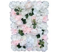 12 pièces de fleurs en soie mur de fleurs artificielles mur de roses bricolage mariage rue fond 40 x 60 cm blanc dahlia + roses rose clair