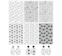 12 pièces de papier transfert fleurs noires pour boucles d'oreilles et argile polymère, feuille de transfert hydrosoluble à motif floral de fleurs épanouies pour argile polymère, loisirs créatifs et