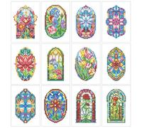 12 pièces de peinture diamant miniature de fleurs, petit kit de peinture diamant pour adultes, peinture diamant pour adultes pour décor mural à domicile, cadeau pour femmes. (Fleur-4)