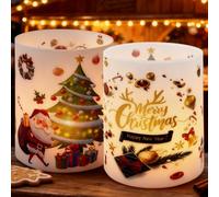 12 pièces de photophores pour décoration de table de Noël, bougies de table Joyeux Noël, décorations intérieures Merry Christmas Happy New Year, décoration de table pour cadeaux d’invités et fêtes