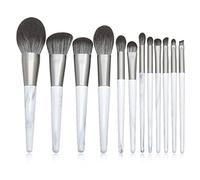 12 pièces de pinceaux de maquillage à manche en bois conique, pinceau à poudre d'encre et de marbre, outil de maquillage