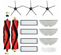 12 pièces de Rechange compatibles pour Xiaomi Roborock Mijia Xiaowa S5 S5 Max S6 S60 S65 S50 S55 E25 E35 Filtre vadrouille Noir Silicone Brosse Accessoire Recharge kit...