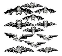 12 pièces décor de Chauve-Souris Lumineux Suspendu Squelette Chauves-Souris Halloween décor réaliste Effrayant Suspendus décorations d'halloween pour extérieur Arbre Porche Cour pelouse intérieu