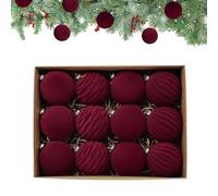 12 Pièces Decoration Noel Sapin Boules, Décoration Sapin De Noel Rouge Et Vert, 8cm Boules De Noël en Plastique Incassable, Adaptées À L'intérieur Et À L'extérieur,Pendentifs pour Sapin De Noël