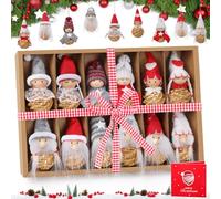 12 Pièces Decoration Noel Sapin Suspension,GNOME de Noel Decoration Arbre de Noel,Lutins de Suspension Noel Tissage de Paille à la Main,Pendentifs pour Sapin de Noel,Decoration Noel Lutin Gnomes Ange