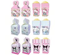 12 pièces Décorations de fête d'anniversaire mignon Hello chat Kuromi Cinnamoroll, sacs à bonbons, sacs cadeaux, sacs en papier kraft, sacs fourre-tout, papier cadeau pour décoration de fête d'anniver